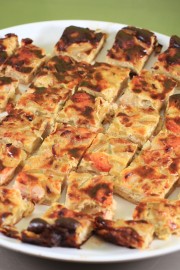 Tarte aux courgettes et crevettes à partager