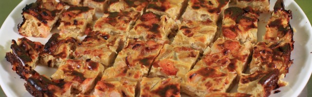 Tarte aux courgettes et crevettes à partager