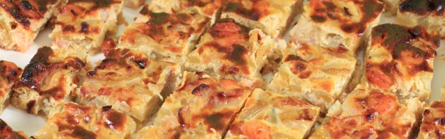 Tarte aux courgettes et crevettes à partager