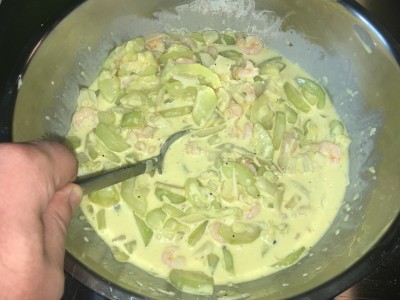 Tarte aux courgettes et crevettes à partager